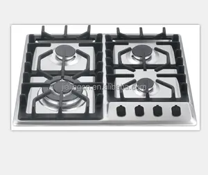 Stainless Steel Top Plate 4 Burners Gas Stove Hob Cast Iron Pan Supports Italian Corner Gas Hob