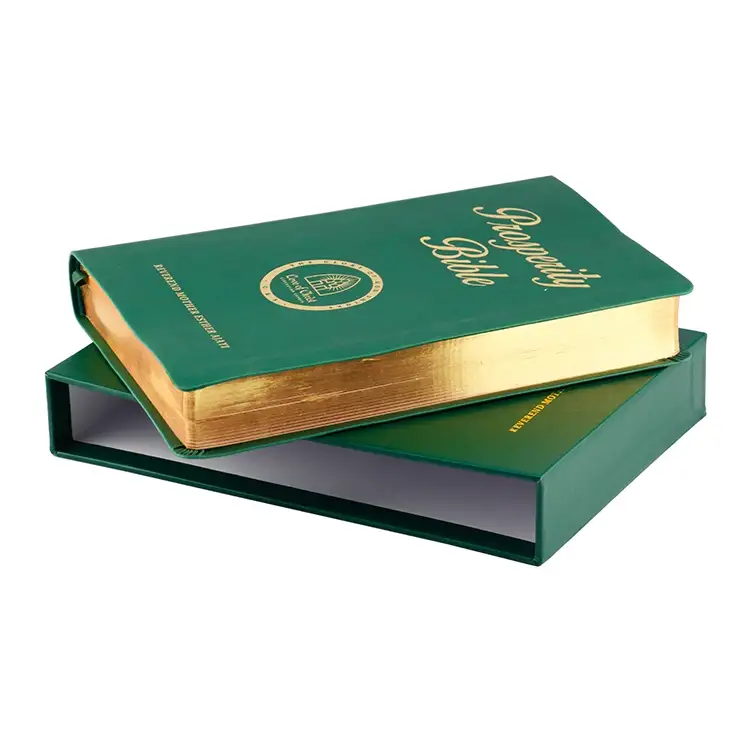 Изготовленная на заказ книга из искусственной кожи в твердой обложке с изображением Библии с тиснением из золотой фольги