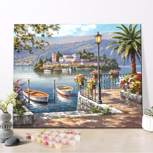 CHENISTORY 99296-Y Image <span class=keywords><strong>Peinture</strong></span> par Numéros Méditerranée Huile Lin Toile Couleur Boîte Classique <span class=keywords><strong>Paysage</strong></span> Vintage <span class=keywords><strong>Peinture</strong></span> - Product Image 1