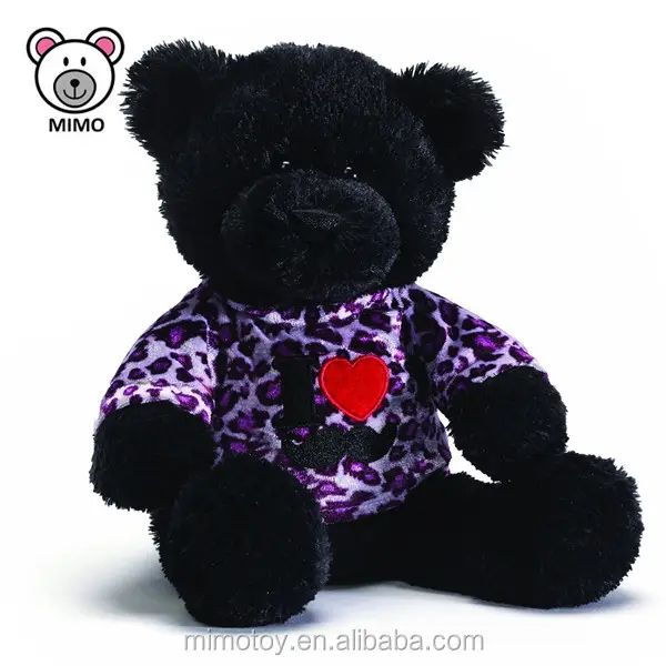 OEM Custom Company Mascot Plush Teddy Bear T shirts Fashion New Kids Toy Cute Stuffed Animal Soft Plush Black Teddy Bear