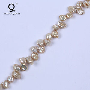 Daking Jewelry Champagne 7-8mm Perlas naturales <span class=keywords><strong>de</strong></span> agua dulce Hebras <span class=keywords><strong>Precio</strong></span> <span class=keywords><strong>de</strong></span> <span class=keywords><strong>una</strong></span> <span class=keywords><strong>perla</strong></span> verdadera - Product Image 6