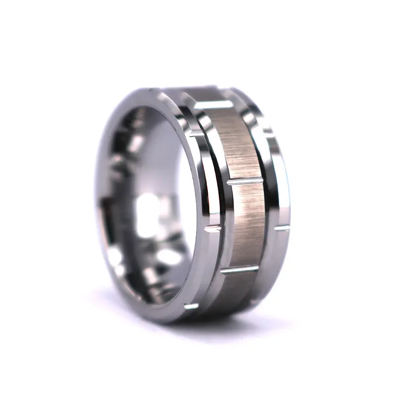 THX JEWELRY 9MM Men's 8mm Brick Pattern Tungsten Wedding Band Ring,Large Men Style Tungsten Ring