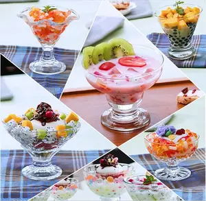 Ly Thủy Tinh Tròn Nổi Sundae/Bát Kem Sundae Cốc Thủy Tinh Trong Suốt