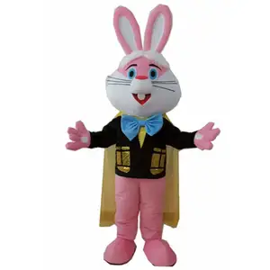 Atacado visão traje adulto-Fantasia de coelho rosa de desenho animado, traje de mascote para adultos e boa visão, pelúcia macia, coelho de mascote