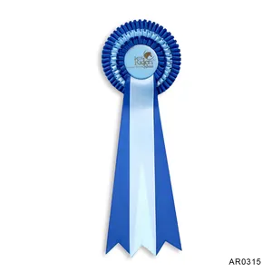 Werkseitig angepasste Heiß prägung Silber druck Award Ribbon Rosette Horse Ribbon