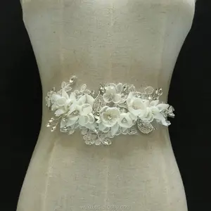 Brisal Bruiloft Organza Bloem Decoratieve Sash Belt Lace Applique Patch