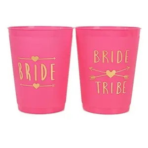 (Paquete de 12) novia y novia tribu tazas rosa para despedida de soltera novia y partes de gallina