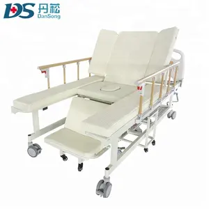Ucuz 5 fonksiyon manuel ayarlanabilir yaşlı ev bakım tıbbi hastane tekerlekli sandalye cum yatak tuvalet