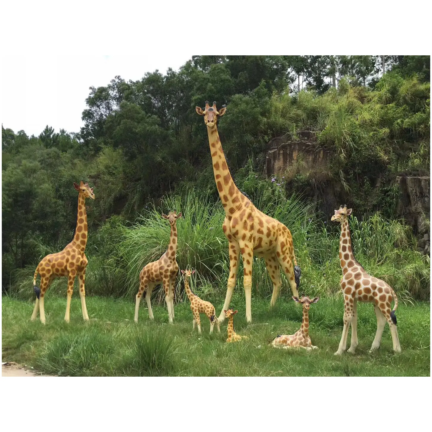 Estátua de girafa, tamanho de vida, esculturas de fibra de vidro, animais grandes