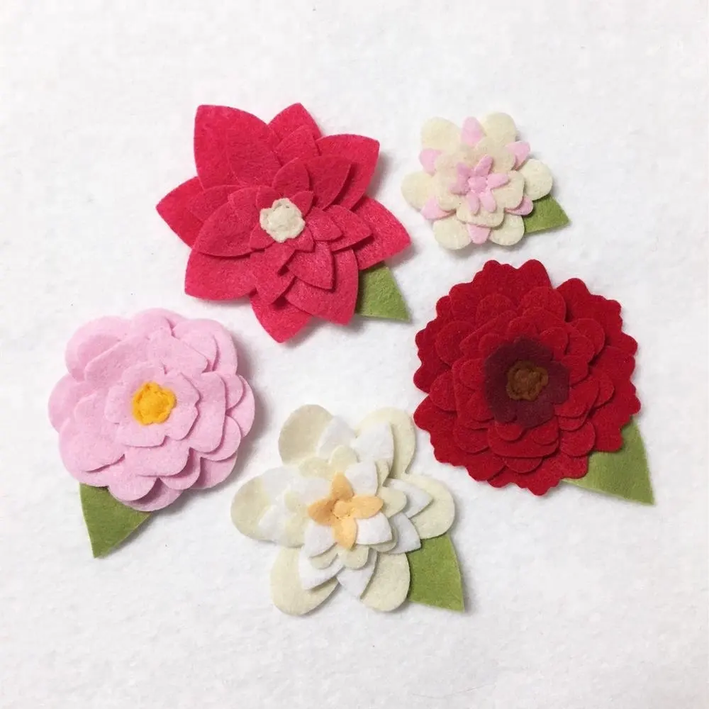Flores artificiais soltas de feltro coloridas para artesanato e decoração
