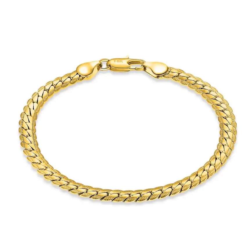 Bracelet à chaîne remplie or jaune 18K, 5mm x 20cm, pour les hommes et les femmes