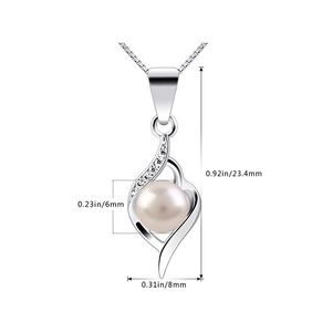 925 <strong>Sterling</strong> <strong>Silver</strong> Jewelry 6mm Freshwater <strong>Pearl</strong> Pendant <strong>Necklace</strong> - Product Image 2