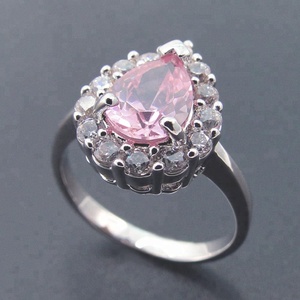 Cincin Zirkon Bentuk Pir, Perhiasan CZ Perak Murni 925 Kualitas Terbaik - Product Image 3