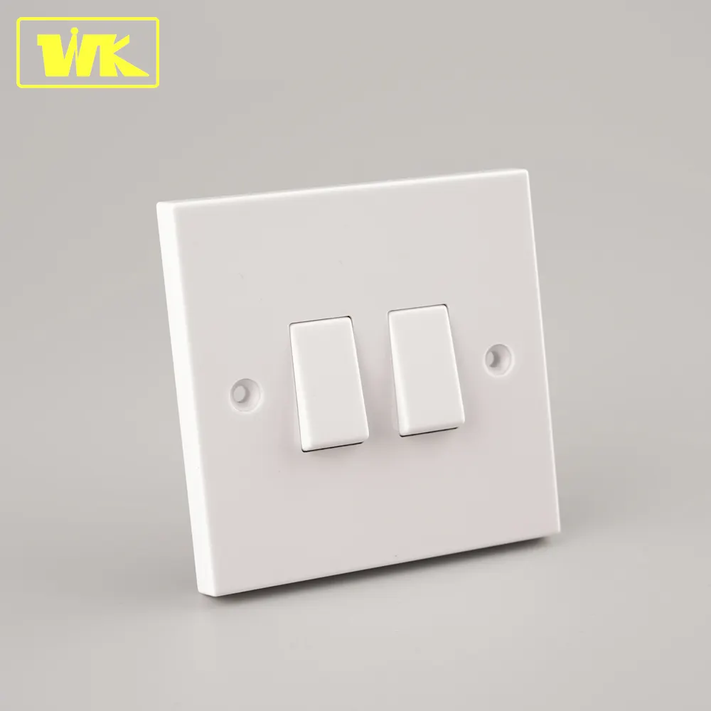 WK Square Edge 10AX 2 Gang 2 Way Electrical Wall Light Switch Plate