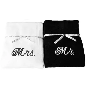 100% cotton bright colored mr and mrs embroidery bath towels