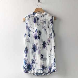Camicetta senza maniche da donna nuova camicetta con motivo personalizzato camicia da donna con stampa floreale in Chiffon - Product Image 3