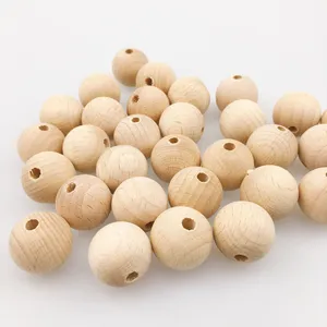 12mm Polished Natural Wood Chewable Beech Loose Beads for Baby Teething