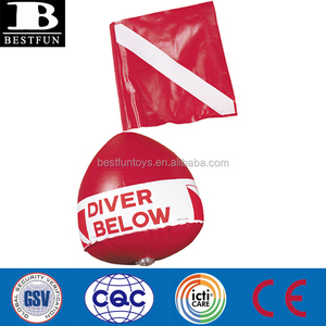 Vinilo inflable bandera con flotador de buceo buzo abajo inflable señal flotador flotar la bandera de buceo de la boya roja bola buceo bandera - Product Image 3