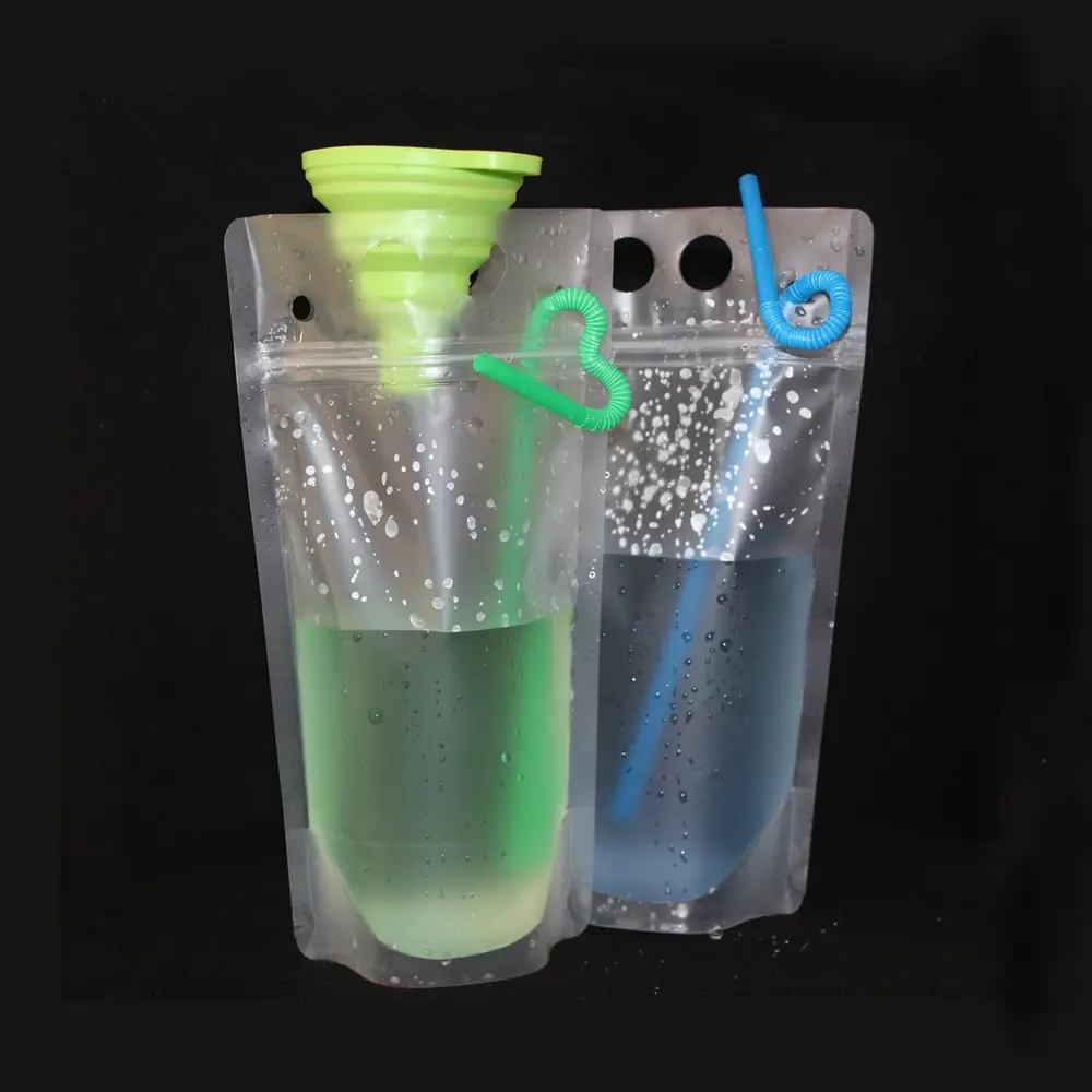 Customized Standing Juice Drink Pouch With Straw  Gravure Printing Plastic Beverage Packing Bag  OEM Bags