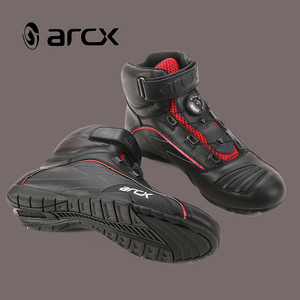 ARCX di Pelle Alla Caviglia Stivali Da Moto con IN CIMA Pulsante Rotante Mens Stivali Da Corsa - Product Image 1
