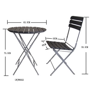 Vintage patas de <span class=keywords><strong>metal</strong></span> rústico listón de madera Bistro mesa y sillas juegos - Product Image 6