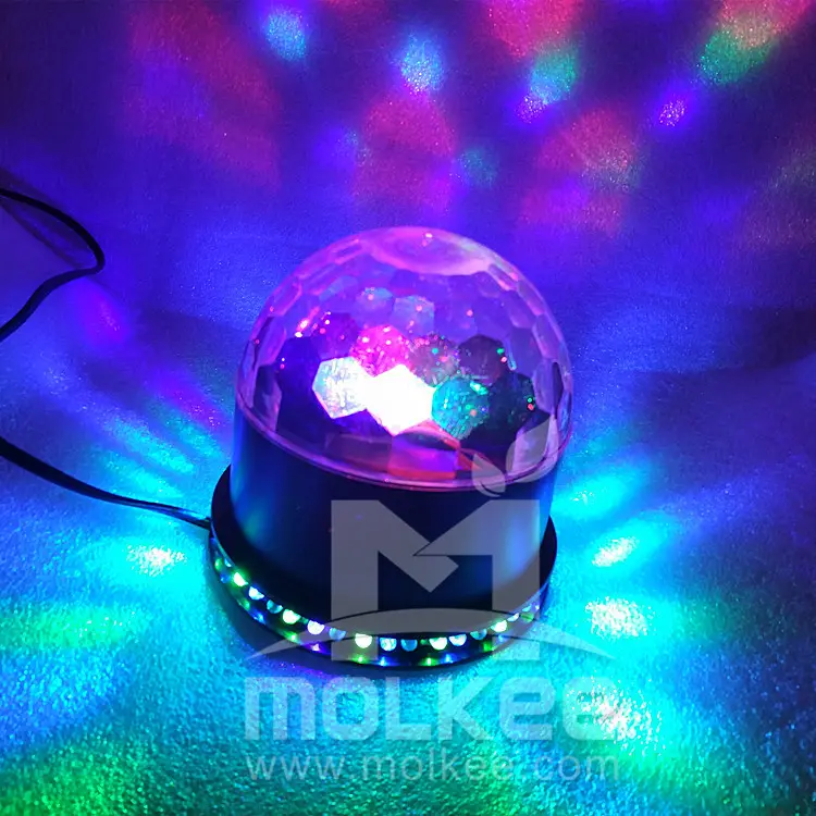 RGB 3*1W Mini Crystal Sun LED Magic Ball Light Đảng Disco Xoay Bóng Ánh Sáng Đầy Màu Sắc Đĩa Bay Ma Thuật Bóng Đèn