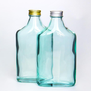 Botella de Vidrio Cuadrada Plana Azul Verde de Grado Alimenticio de 50 ml, 100 ml, 200 ml para Vino de Frutas, Licor, con Tapa de Rosca - Product Image 1