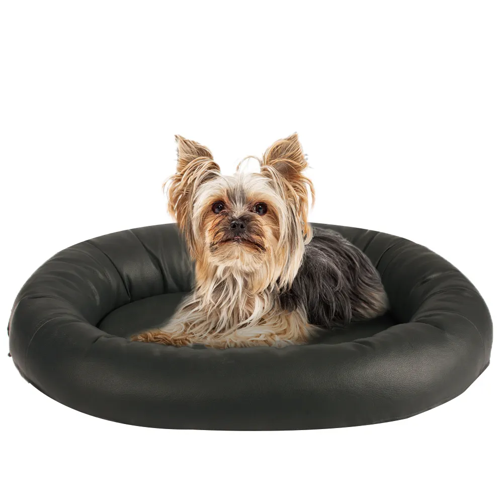 Großhandel Hersteller Luxus PU Leder schwarz weiches Haustier Hund Kissen Bett