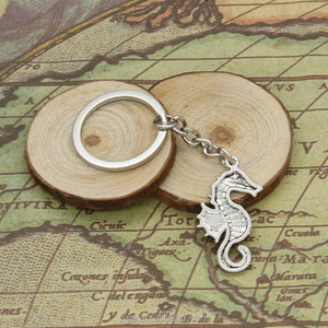 30mm hipocampo seahorse llavero de metal DIY titular de la cadena de la vendimia 38*18mm antiguo colgante de plata - Product Image 3