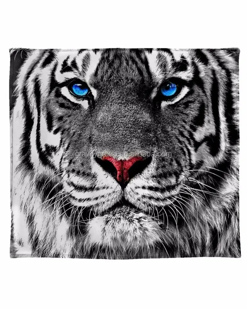 White Tigers Blue Super Soft Fleece Throw Tiger Blanket