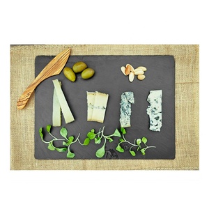 Hotel Useful Slate Stone Cheese Plates Series <strong>Black</strong> Natural Board Pizza <strong>Serving</strong> <strong>Tray</strong> - Product Image 6