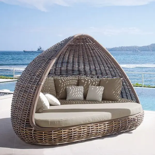Chaise en rotin épais, lit de jour, en forme de cocon, prévente, jardin osier