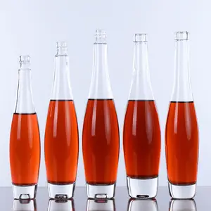 Großhandel 175 ml 275 ml 375 ml 500 ml klar bowling glas eis wein flasche mit kork oder schraube deckel