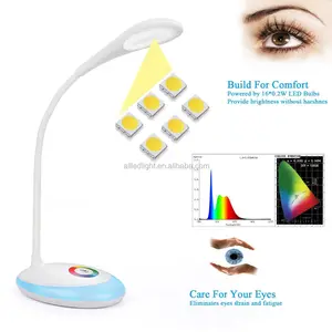 Lampe de Table LED: contrôle tactile, Base à changement de couleur, luminosité réglable, blanc