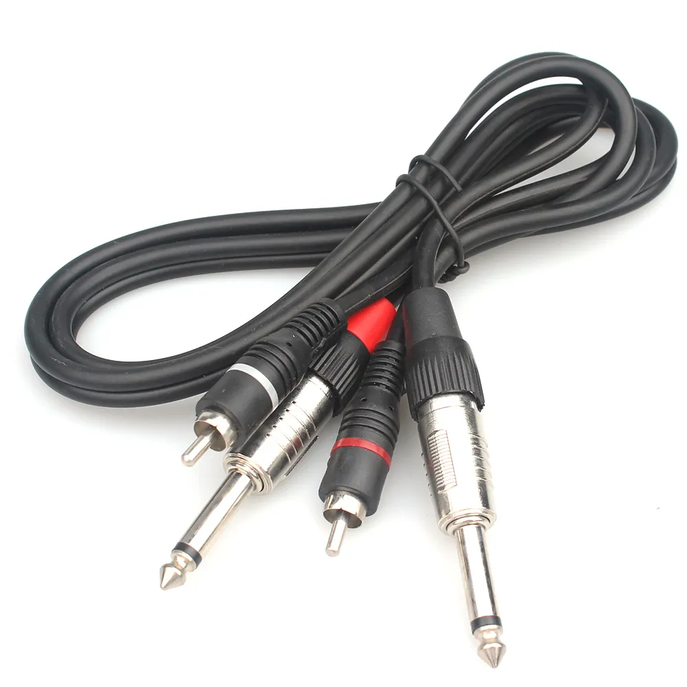 Dual RCA Male Jack to Dual 6.35mm 1/4" TRS Male Plug Stereo Audio Cable Cord Wire for Mixer AV Amplifier