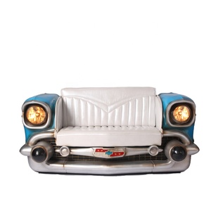 Sofá de Coche Retro Industrial del Año 1959, Sofá de Coche Vintage de Color Azul, Sofá Antiguo para Cafetería, <span class=keywords><strong>Bar</strong></span> en Casa, <span class=keywords><strong>Bar</strong></span> de Internet - Product Image 4