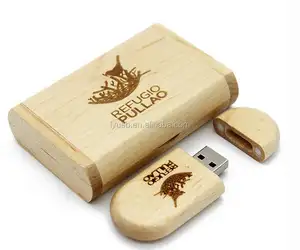 Logo Kustom Kayu Alami/Bambu 8Gb Usb Flashdisk dengan Kotak