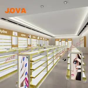 Wall Mounted Beauty Salon Display Shelves Cosmetic Counter Showcase In Department Store