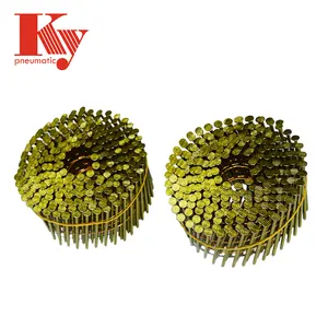 High Quality Yellow Coating Iron Material Pallets Nails Ring Shank/Screw Shank/Smooth Shank Coil Nail 2145 2350 2357 2540