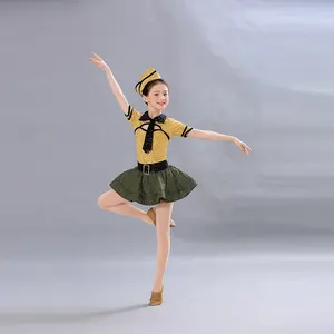 Dorato con paillettes danza Jazz costume di balletto dei bambini di stile unico charming del vestito di usura di ballo