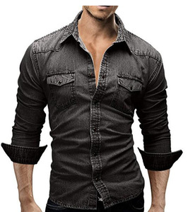 <span class=keywords><strong>Camicia</strong></span> Casual da <span class=keywords><strong>Uomo</strong></span> in <span class=keywords><strong>Denim</strong></span> di Alta Qualità a Maniche Lunghe - Product Image 2