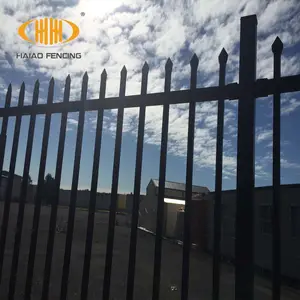 Black metal picket fence panels, pre fabricated metal fence panels