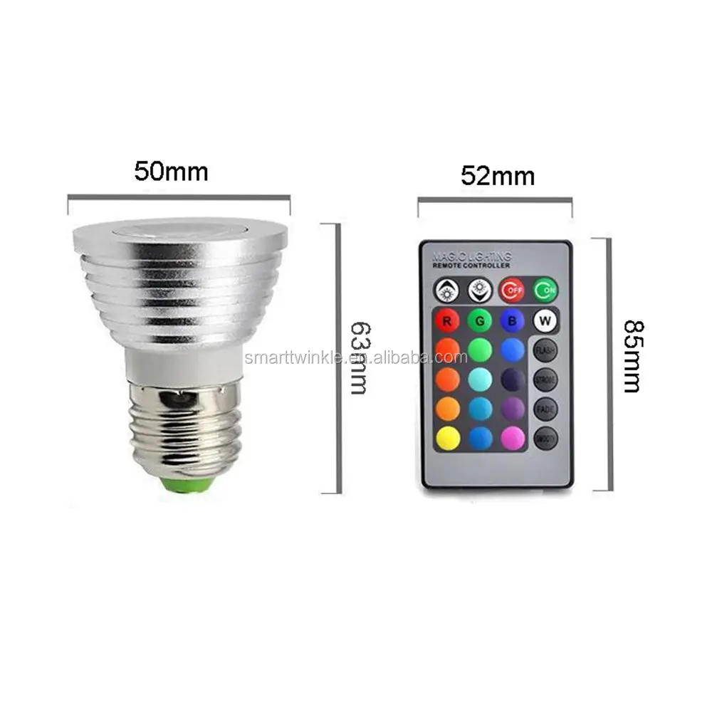 E27 3W RGB Led Spotlight AC85-265V Led Bóng Đèn Led Trong Nhà Ánh Sáng Tại Chỗ Với Điều Khiển Từ Xa 16 Màu Sắc Thay Đổi RoHS CE