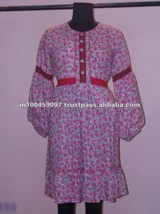 เดรสลำลองของผู้หญิงผ้าชีฟอง100% เอวลดลงเดรสลำลองดีไซน์ล่าสุด - Product Image 2