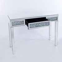 SWT — table console miroir en diamant écrasé, 2 tiroirs, pour le salon