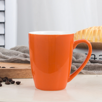 Vente en gros 12oz noir bureau à domicile nouvelle tasse à thé en porcelaine osseuse logo personnalisé imprimé tasse à café en céramique rouge émaillée pour cadeau promotionnel