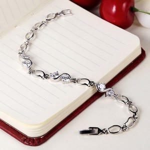 Sj de la fábrica de <span class=keywords><strong>amazon</strong></span> bljd0282 circonio cúbico blanco de circonio cúbico geométrica pulsera de novia para las mujeres - Product Image 3