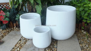Pots de fleurs ronds en argile fibreuse blanche, vente, haute résistance, légers, grands, pour jardin extérieur, fleurs/plantes vertes, sol moderne - Product Image 3