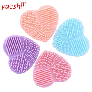 Yaeshii, цветной коврик для чистки в форме сердца, кисти для макияжа, силиконовая перчатка, скруббер, доска, косметические инструменты для чистки губки