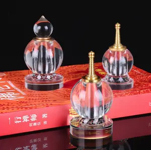 Limpar waterdrop Vidro pequeno Cristal stupa budista Torre escultura Modelo de Alimentação relíquia Budismo Tibetano Tesouro Presente Decor